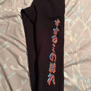 Kids Black Leggings with Colorful Print